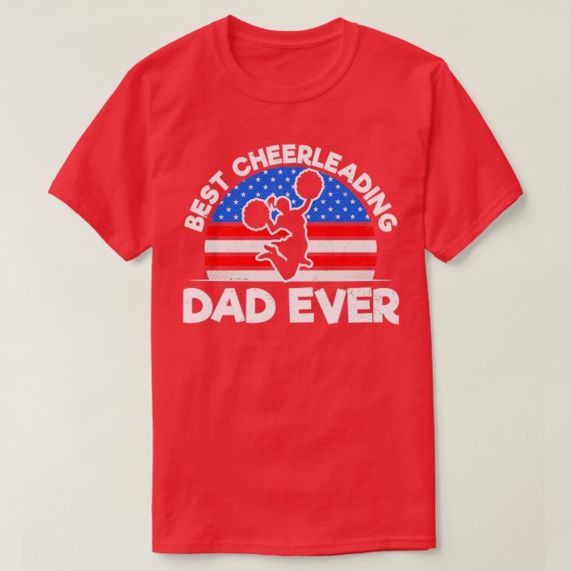 Cheerleading Dad Shirt American Flag Best Gift (Design Front)