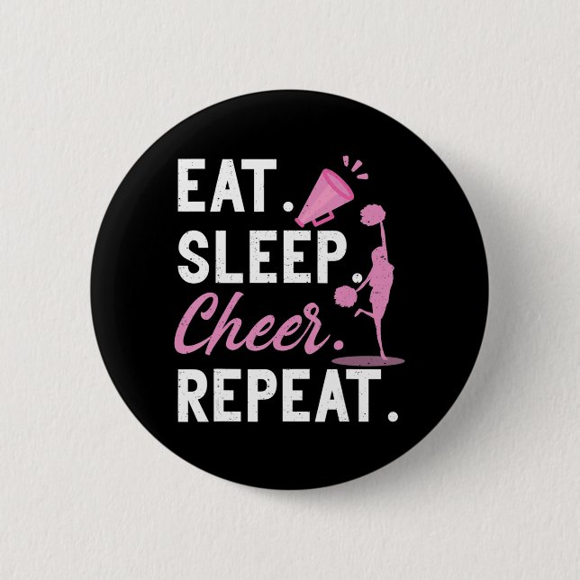 Cheerleading Dance Cheerleader Girls Eat Sleep Che Button (Front)