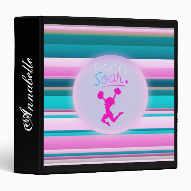 Cheerleading "Don't Just Fly, Soar" Stripes 3 Ring Binder (Front/Spine)