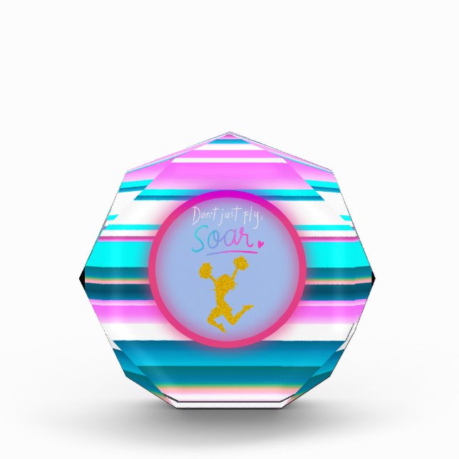 Cheerleading "Don't Just Fly, Soar" Stripes   Photo Block (Front)