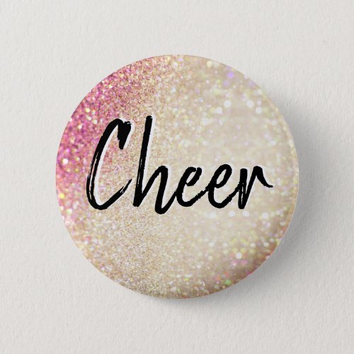 Cheerleading Faux Gold and Pink Glitter Button