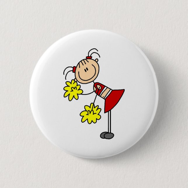 Cheerleading Girl Stick Figure Button (Front)