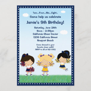 Cheerleading Girls Birthday Party Invitation
