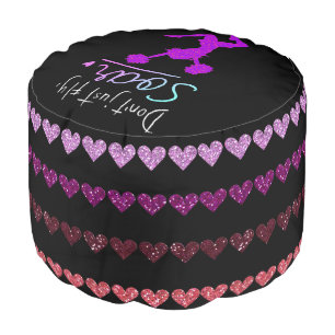 Cheerleading Glitter Hearts Round Pouf