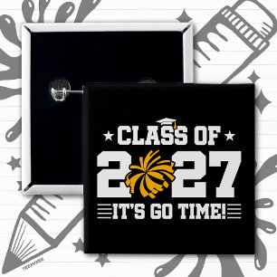 Cheerleading Graduation Time Senior Class of 2027 Button
