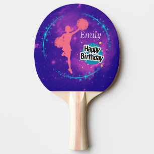 Cheerleading Happy Birthday Galaxy Personalized Ping Pong Paddle