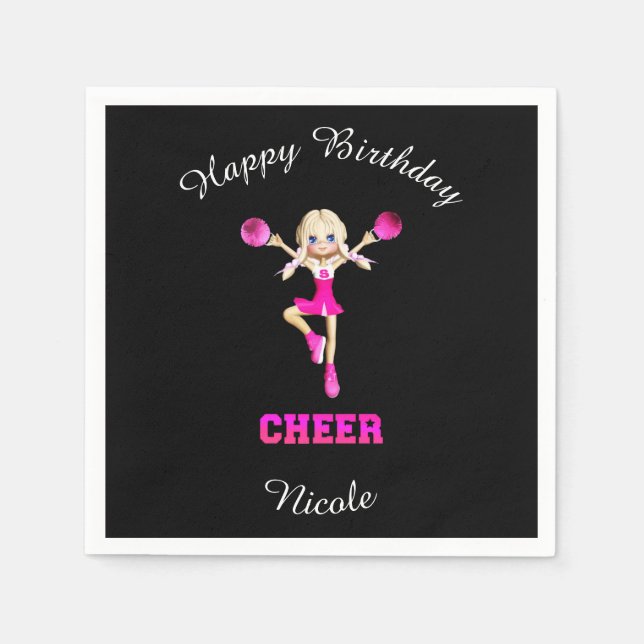 Cheerleading "Happy Birthday" Personalized Napkins (Front)