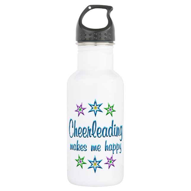 Cheerleading Happy Stainless Steel Water Bottle (Front)