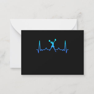 Cheerleading Heartbeat Cheerleader Girls Note Card