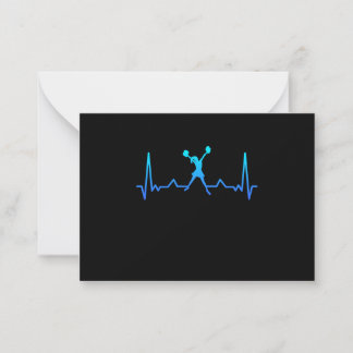 Cheerleading Heartbeat Cheerleader Girls Note Card