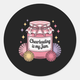 Cheerleading Is My Jam Vintage Jar Classic Round Sticker