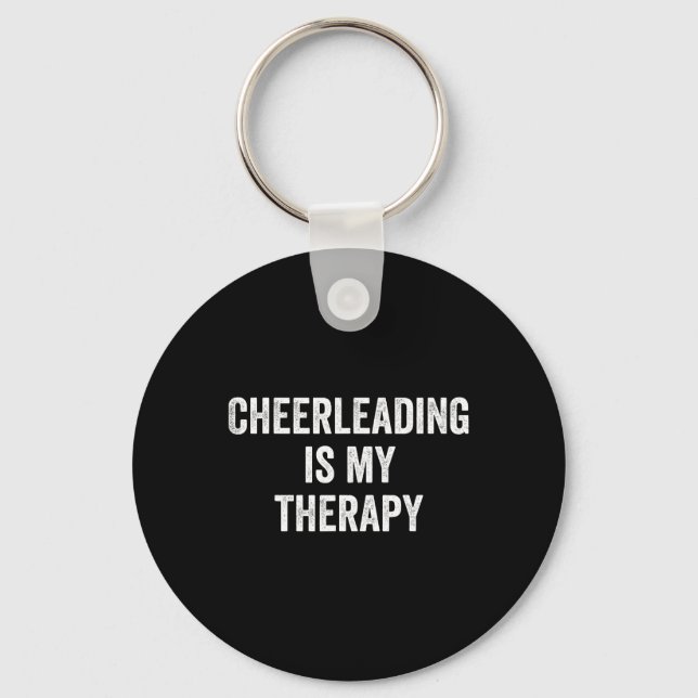 Cheerleading Is My Therapy Funny Saying Cheerleade Keychain (Front)