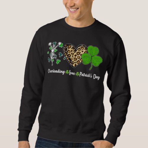 Cheerleading Love Leopard Heart Shamrock St Patric Sweatshirt
