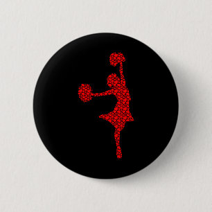 Cheerleading Lovers Valentine Hearts Love Cheerlea Button