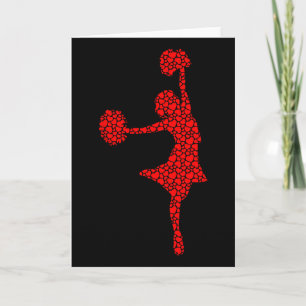 Cheerleading Lovers Valentine Hearts Love Cheerlea Card