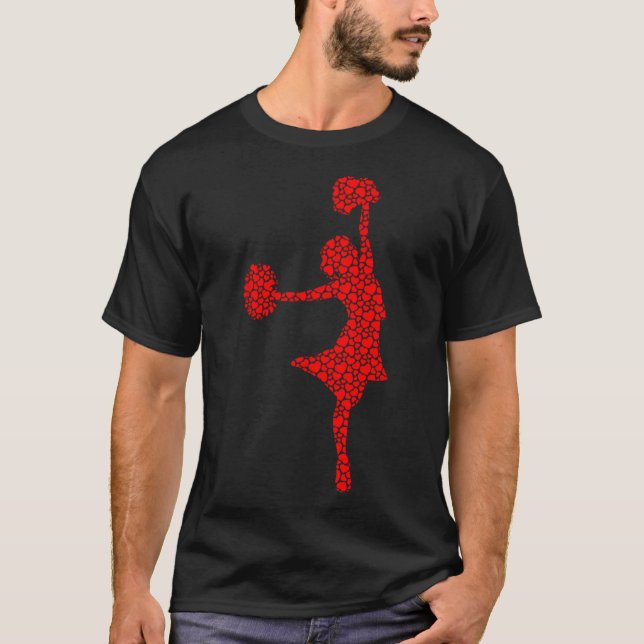 Cheerleading Lovers Valentine Hearts Love Cheerlea T-Shirt (Front)