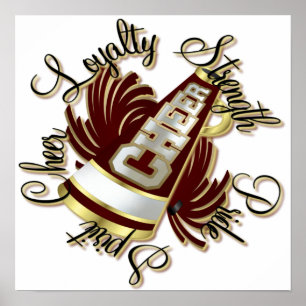 Cheerleading Maroon and Gold Qualities Poster