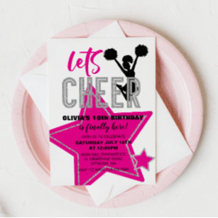  UTESG Cheerleader Birthday Party Invitations, Cheer Birthday  Invitations for Girls, Girl Sibling Birthday Party Decorations, Set of 20  Cards with 20 Envelopes (D15) : Home & Kitchen