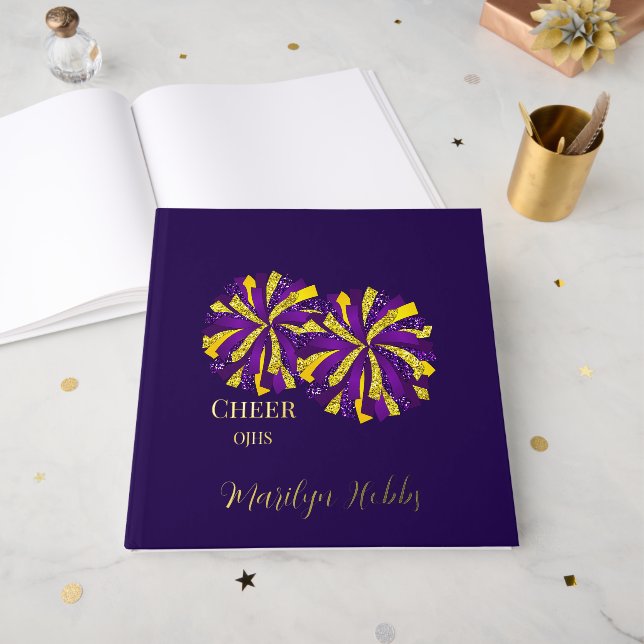 Cheerleading Pom Poms Personalized Foil Scrapbook (Front Open)