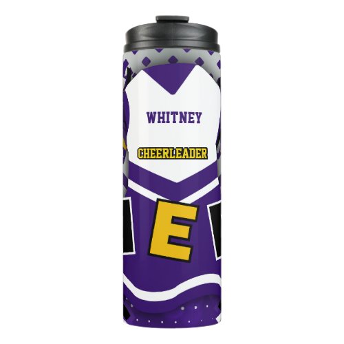 Cheerleading Purple and White Uniform Cheer Thermal Tumbler