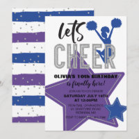 Cheerleading Purple Blue Cheer Birthday