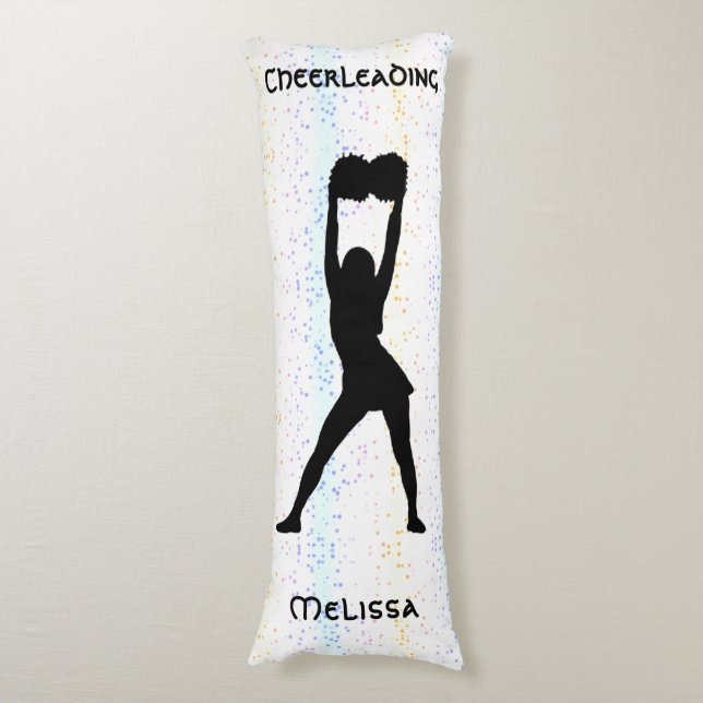Cheerleading Rainbow Confetti Personalized   Body Pillow (Front Vertical)