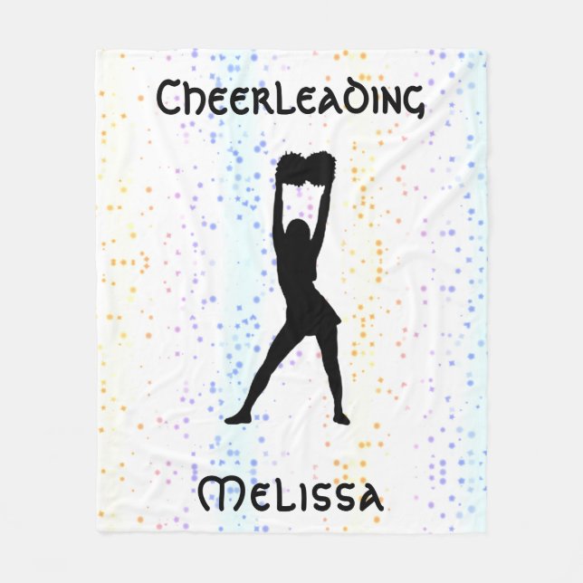 Cheerleading Rainbow Confetti Personalized Fleece Blanket (Front)