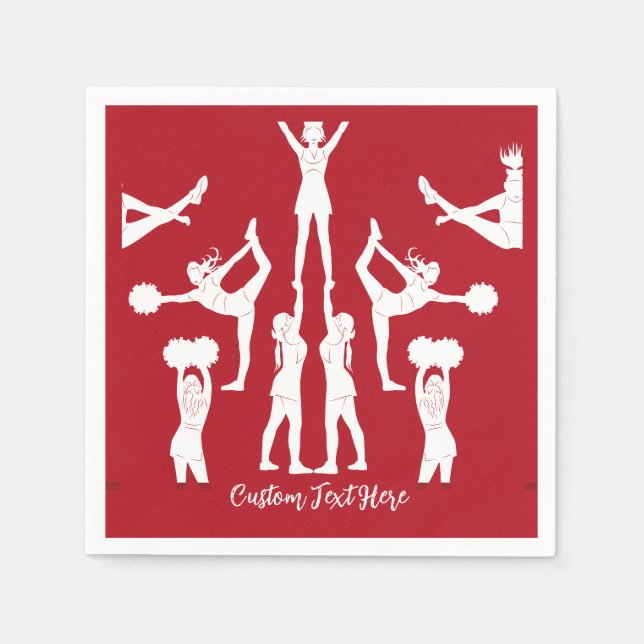 Cheerleading Red White Cheerleaders Personalized Napkins (Front)