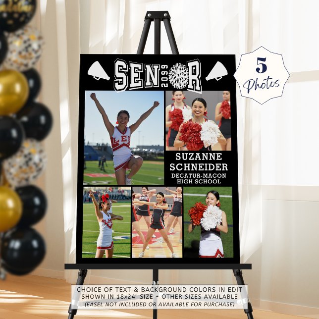 Cheerleading Senior Graduation 5 Photo Collage Foam Board (Creator Uploaded)