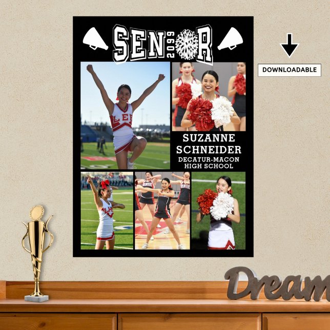Cheerleading Senior Graduation 5 Photo Collage Poster (Creator Uploaded)