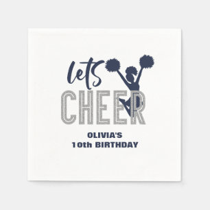 Cheerleading Silver and Navy Cheer Birthday Napkins