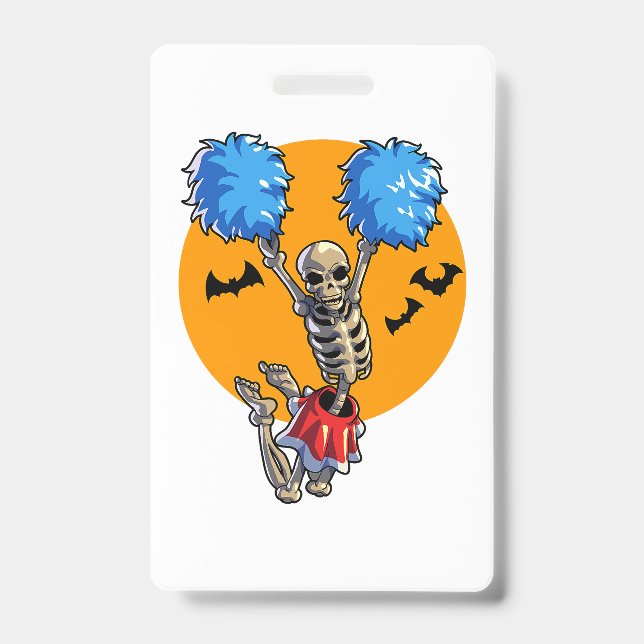 Cheerleading Skeleton Halloween Cheer Mom Girls Wo Badge (Front)