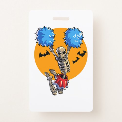 Cheerleading Skeleton Halloween Cheer Mom Girls Wo Badge