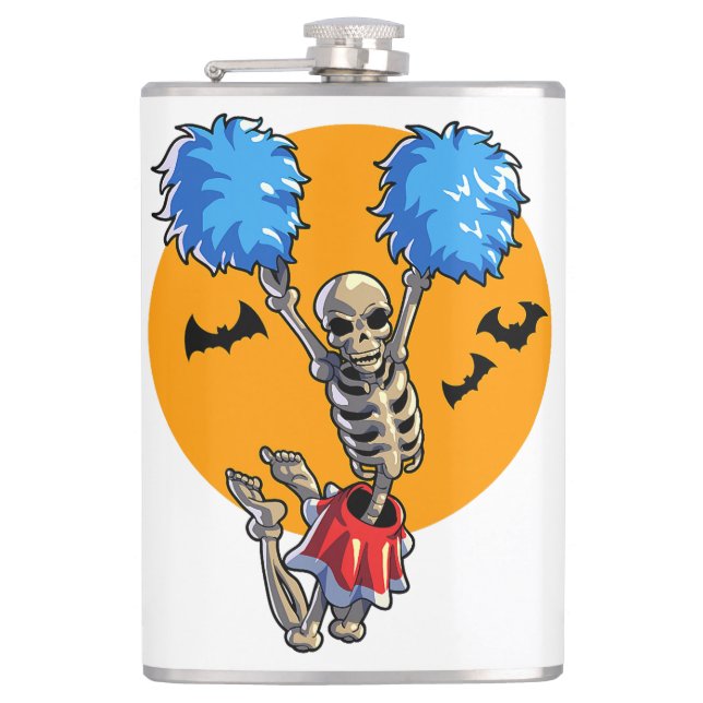 Cheerleading Skeleton Halloween Cheer Mom Girls Wo Flask (Front)