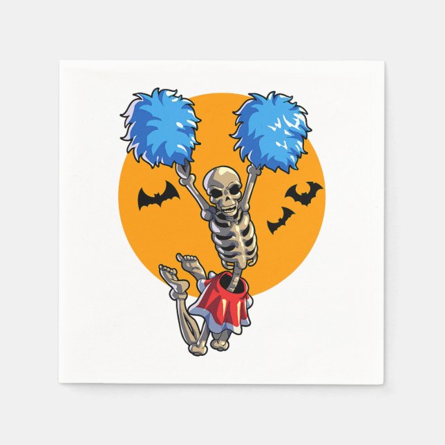 Cheerleading Skeleton Halloween Cheer Mom Girls Wo Napkins (Front)