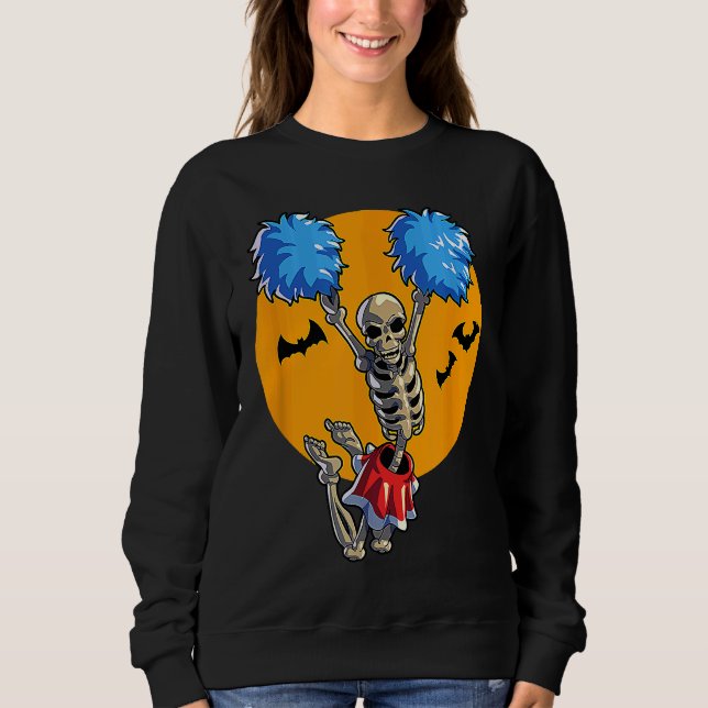 Cheerleading Skeleton Halloween Cheer Mom Girls Wo Sweatshirt (Front)