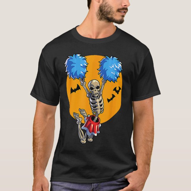 Cheerleading Skeleton Halloween Cheer Mom Girls Wo T-Shirt (Front)