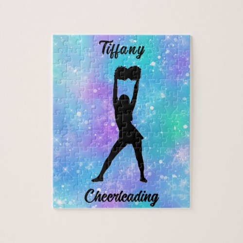Cheerleading Snowflake Color Blast with Her Name  Jigsaw Puzzle