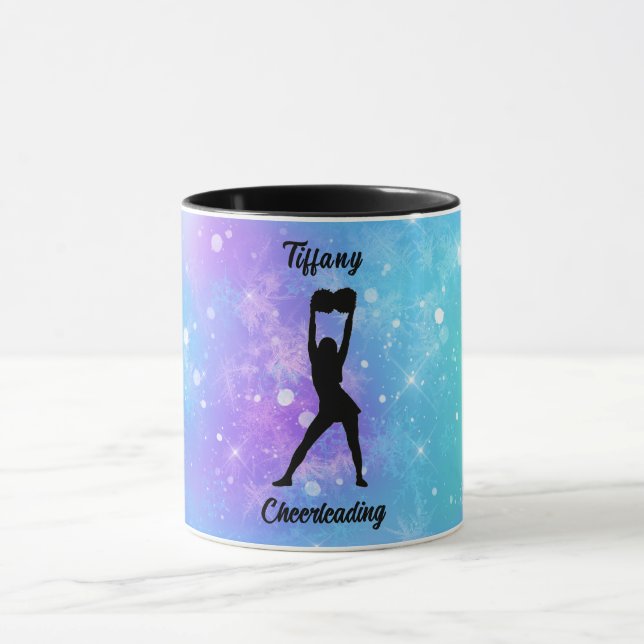 Cheerleading Snowflake Color Blast with Her Name   Mug (Center)