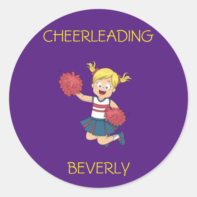 CHEERLEADING stickers for girls WITH CUSTOM NAME. (Front)