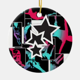 Cheerleading stunts ceramic ornament