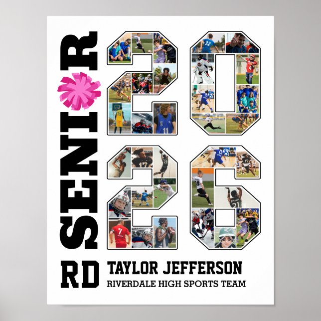 Cheerleading Team Senior 2026 Sports Photo Collage Poster (Front)