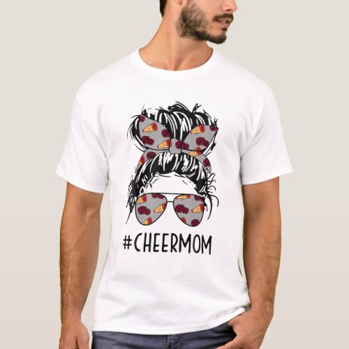 Cheermom Cheer Mom Cheerleader Mom Messy Bun Mothe T_Shirt