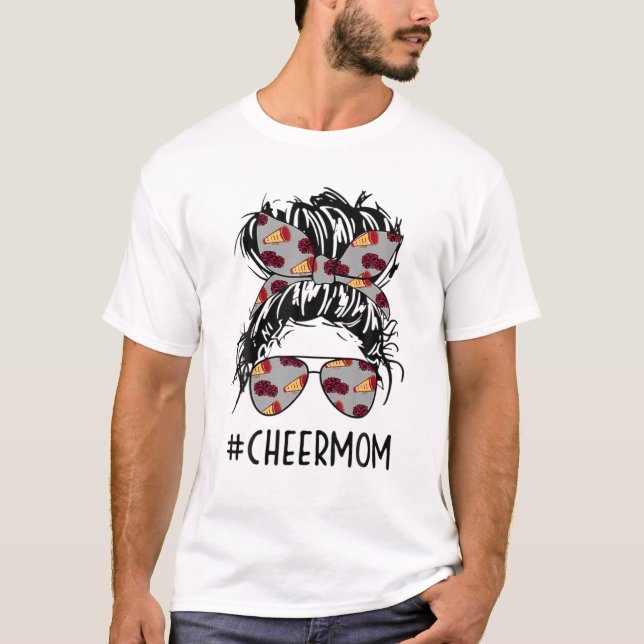 Cheermom Cheer Mom Cheerleader Mom Messy Bun Mothe T-Shirt (Front)