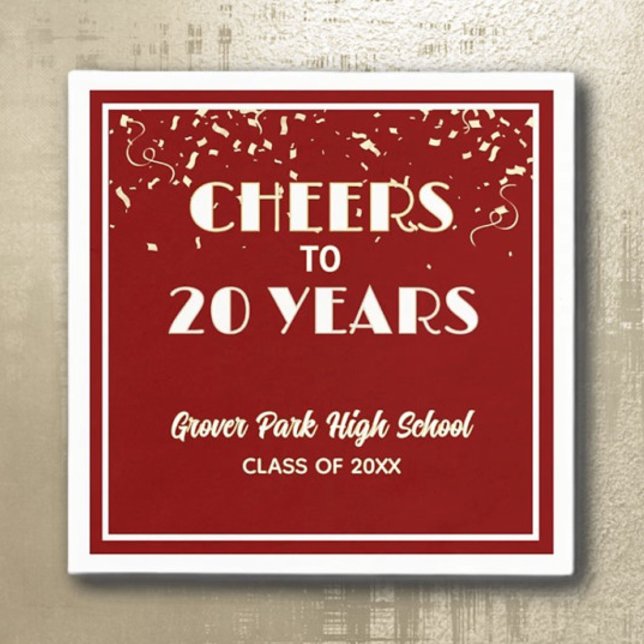 Cheers! 20 Year Class Reunion  Napkins (Creator Uploaded)