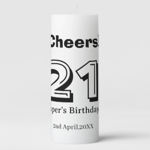 Cheers 21 birthday bold letter name boy man gifts pillar candle