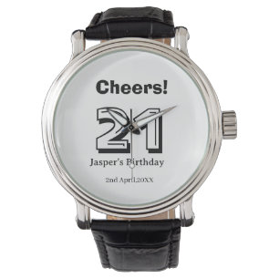 Cheers 21 birthday bold letter name boy man gifts watch