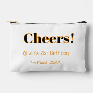 Cheers 21st birthday add name date simple minimal accessory pouch