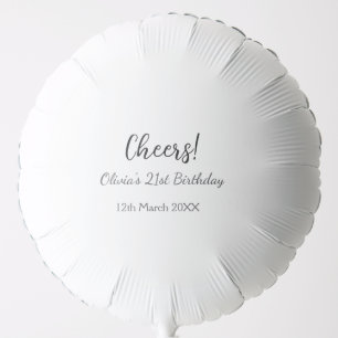 Cheers 21st birthday add name date simple minimal balloon
