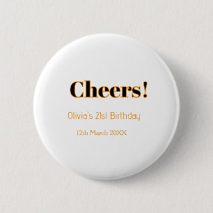 Cheers 21st birthday add name date simple minimal button